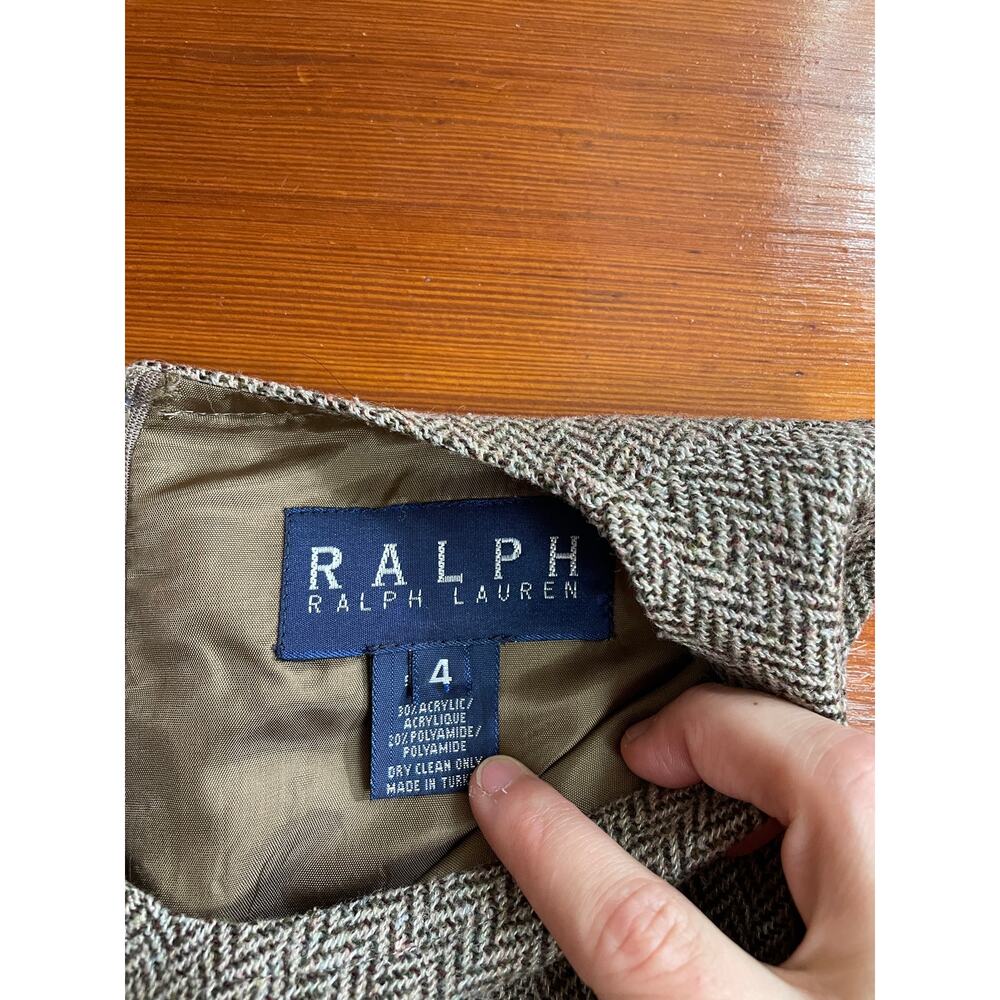 Ralph Lauren Wool Blend Herringbone Tweed Jumper Dress Sz 4 💛🎀 - Picture 10 of 12